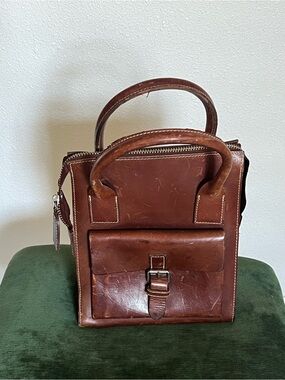 GAP Brown Leather Top-Handle Briefcase